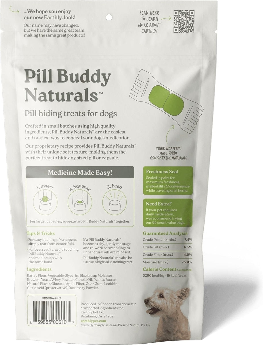 Earthly Pill Buddy Naturals Peanut Butter & Apple Soft & Chewy Dog Treats