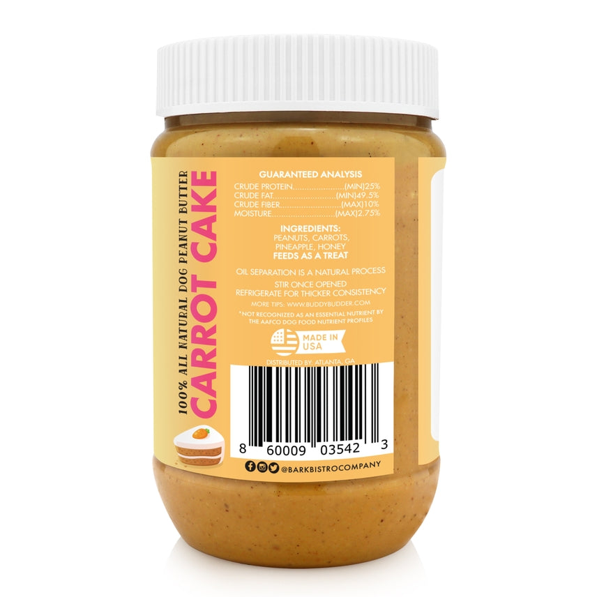 Bark Bistro Carrot Cake Buddy Budder Peanut Butter for Dogs