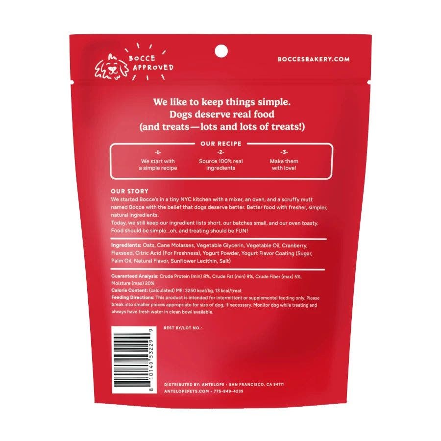 Bocce's Holiday Frosted Cran Crumble Soft & Chewy Dog Treats