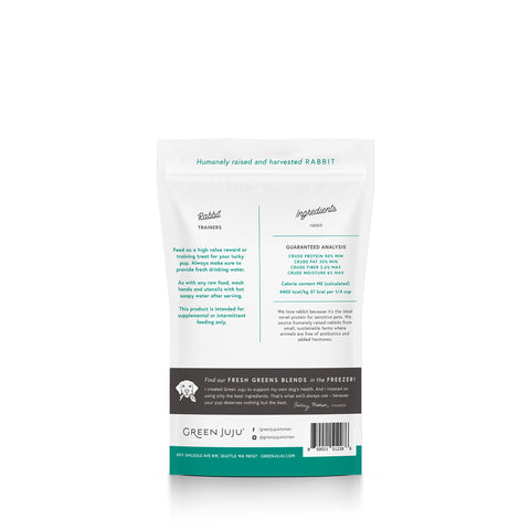 Green Juju Rabbit Trainers Freeze-Dried Single-Ingredient Treats for Dogs and Cats