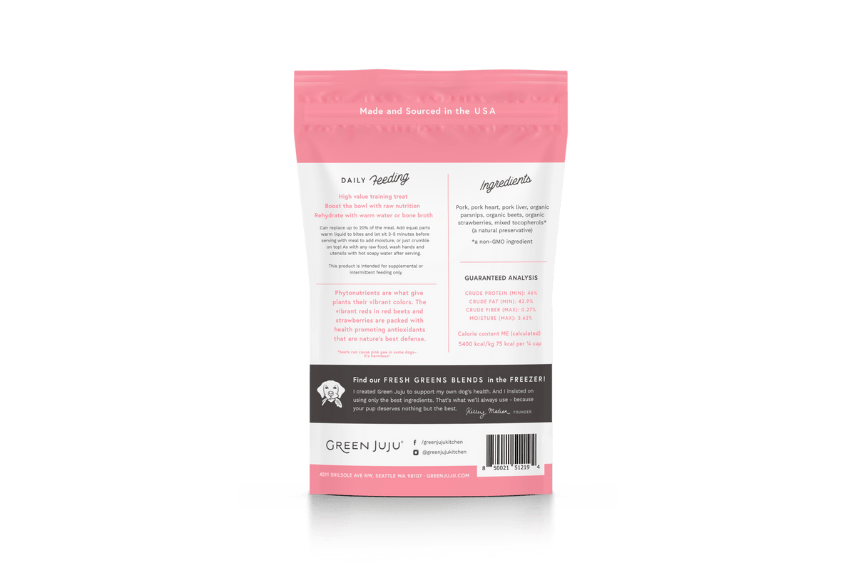 Green Juju Pork Pink Freeze Dried Bites for Dogs and Cats