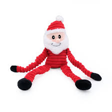 ZippyPaws Holiday Crinkle Santa Plush Dog Toy Small – Treats on a