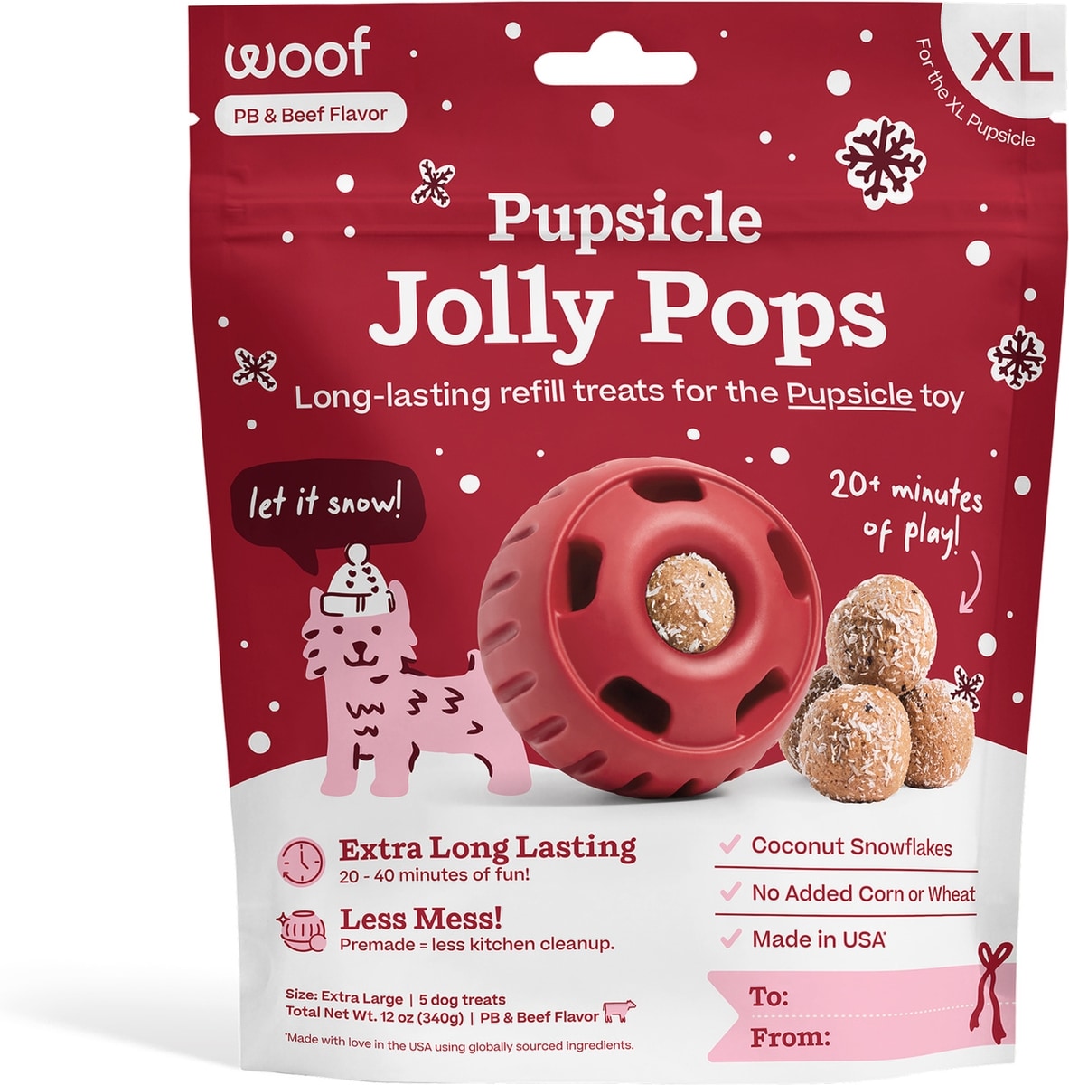 Woof Pupsicle Jingle Pops Refills Peanut Butter Grain-Free Lickable Dog Treats