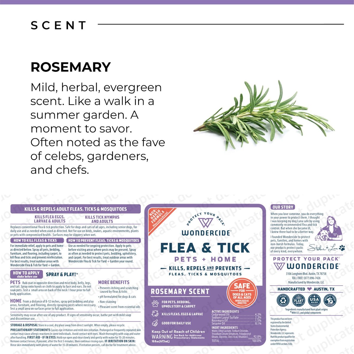 Wondercide Natural Flea & Tick Spray for Pets + Home, Rosemary