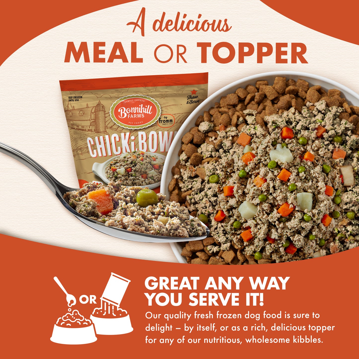 Fromm Bonnihill Farms ChickiBowls Chicken Recipe Gently Cooked Frozen Dog Food