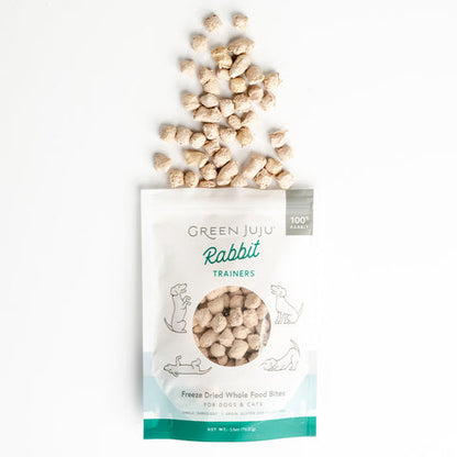 Green Juju Rabbit Trainers Freeze-Dried Single-Ingredient Treats for Dogs and Cats