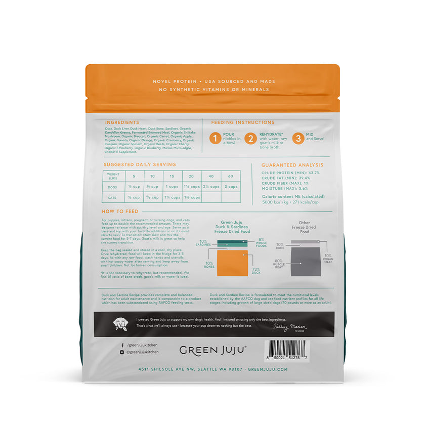 Green Juju Extras Duck & Sardine Complete & Balanced Freeze-Dried Meal