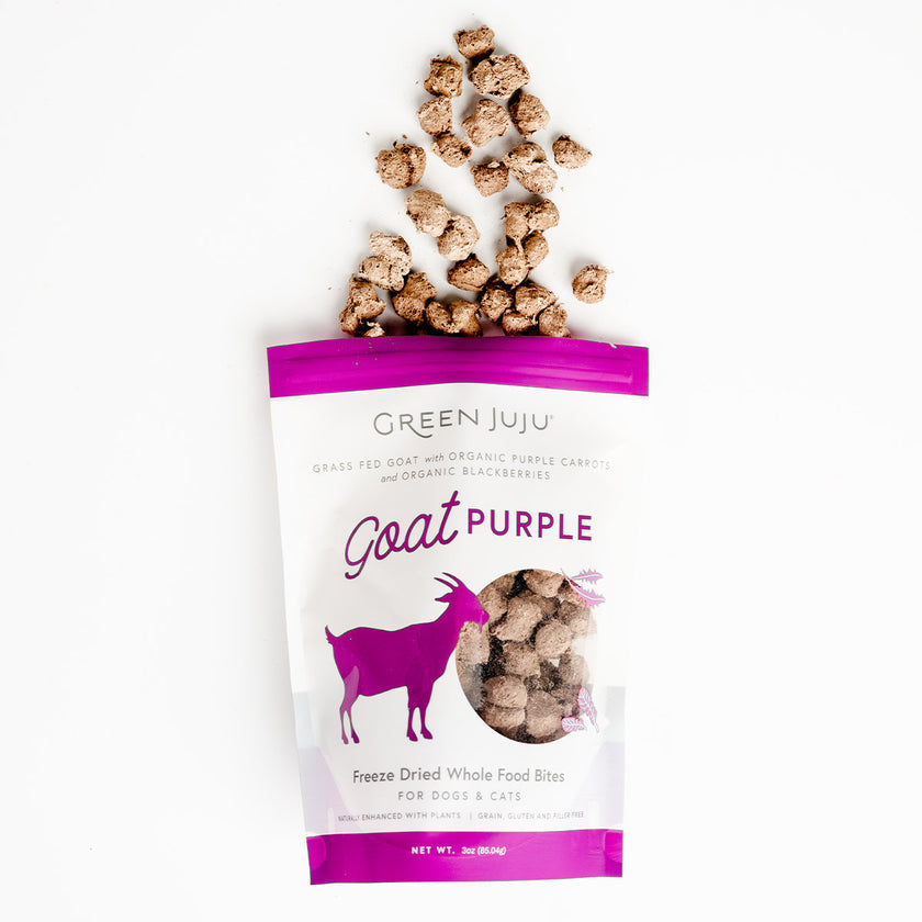 Green Juju Freeze Dried Goat Purple Whole Food Bites for Dogs and Cats