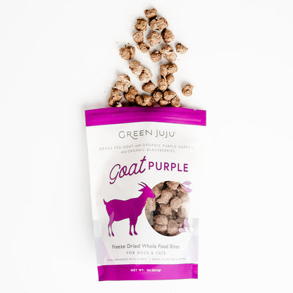 Green Juju Freeze Dried Goat Purple Whole Food Bites for Dogs and Cats