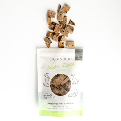 Green Juju Bison Liver Trainers Freeze-Dried Single-Ingredient Treats for Dogs and Cats