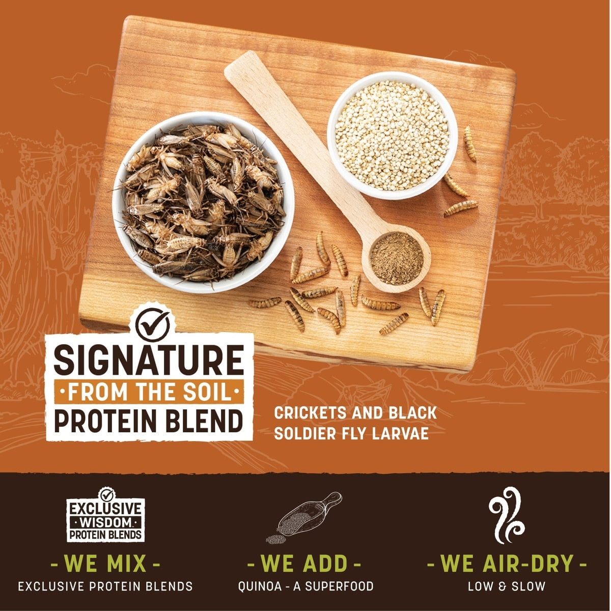 Earth Animal Wisdom Air-Dried From the Soil Recipe Premium Natural Insect-Based Jerky Strips Dog Treats