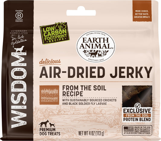 Earth Animal Wisdom Air-Dried From the Soil Recipe Premium Natural Insect-Based Jerky Strips Dog Treats