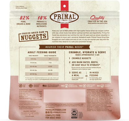 Primal Pork Formula Nuggets Raw Freeze-Dried Dog Food