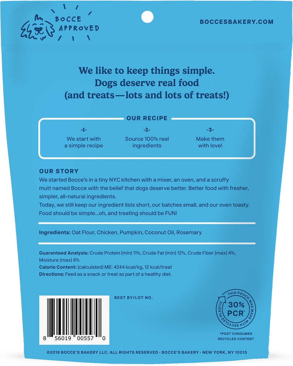 Bocce's Bakery Sunday Roast Chicken & Pumpkin Recipe Soft & Chewy Dog Treats, 6-oz bag