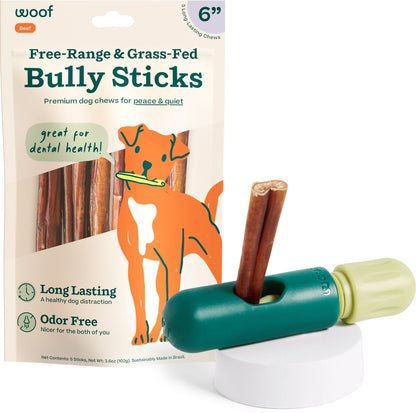 Woof BullySafe & 6-inch Bully Stick Dog Treats, 5 count