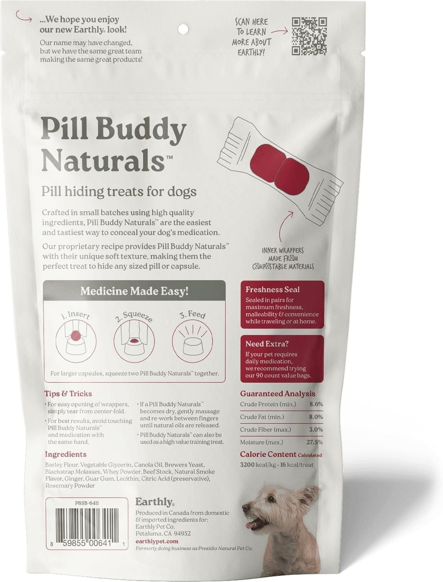Earthly Pill Buddy Naturals Smokey Beef Soft & Chewy Dog Treats