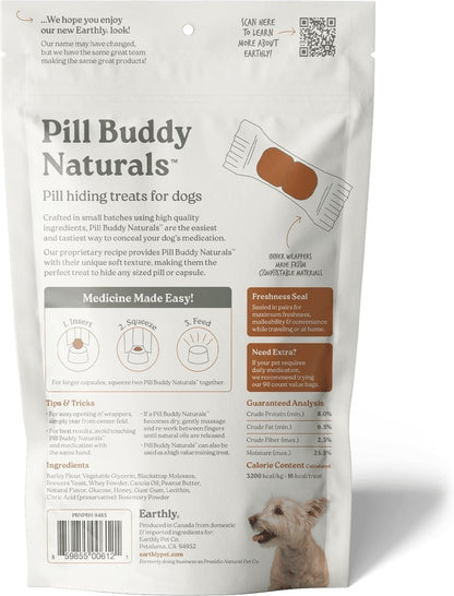 Earthly Pill Buddy Naturals Peanut Butter & Honey Soft & Chewy Dog Treats