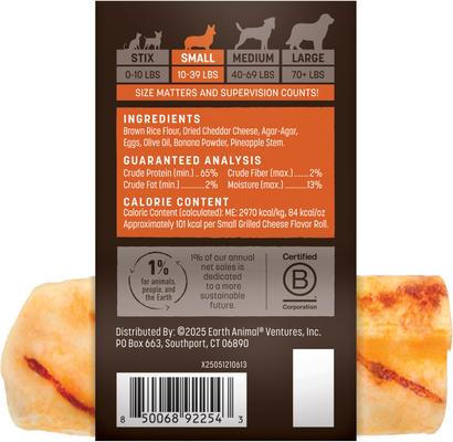 Earth Animal No-Hide Dog Grilled Cheese Roll Treat, Small