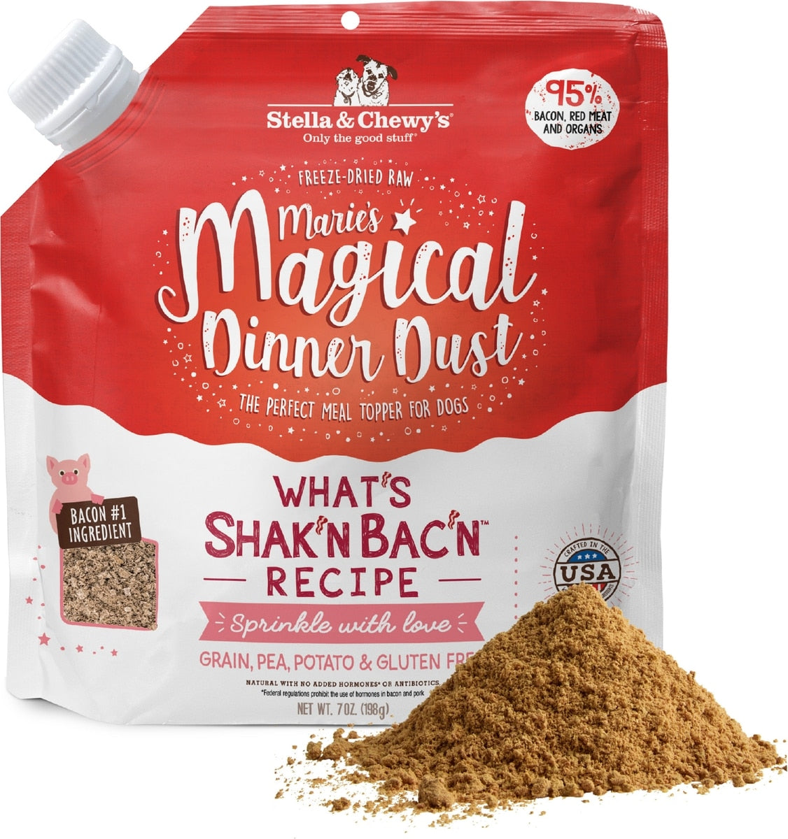 Stella & Chewy's Marie's Magical Dinner Dust What's Shak'n Bac'n Recipe Freeze-Dried Raw Dog Food Topper