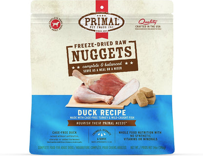 Primal Duck with Turkey & Fish Formula Nuggets Raw Freeze-Dried Dog Food
