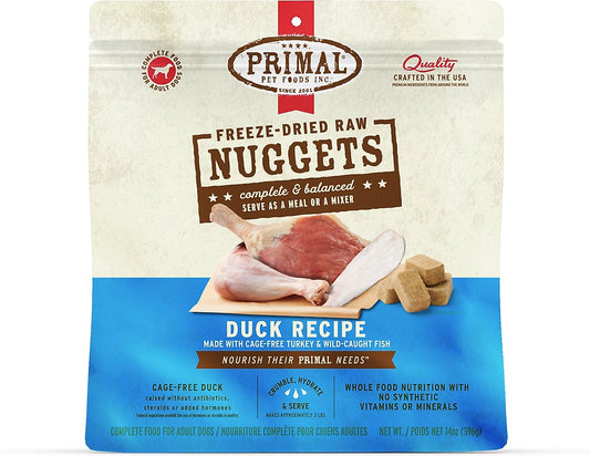 Primal Duck with Turkey & Fish Formula Nuggets Raw Freeze-Dried Dog Food