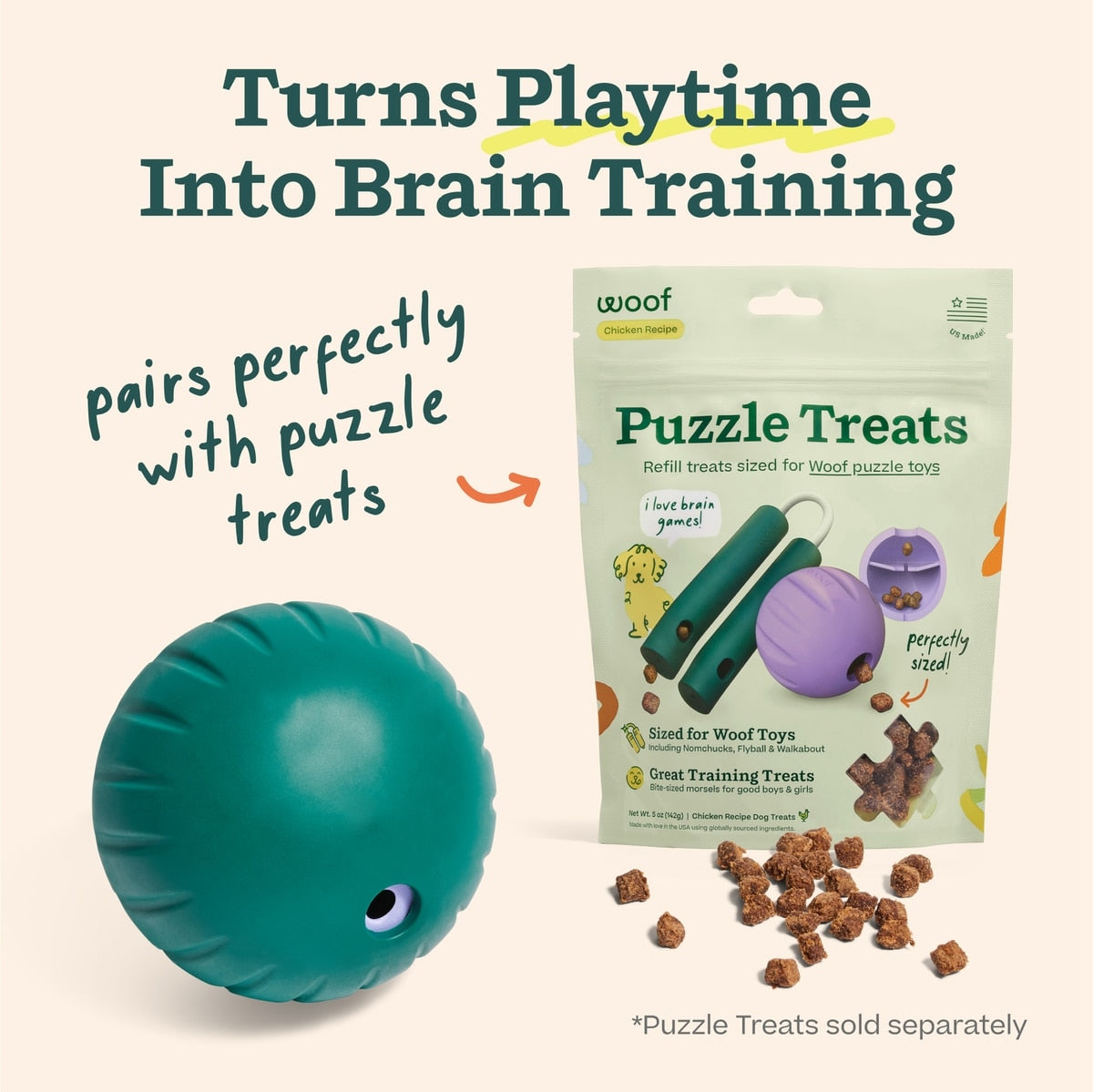 Woof Walkabout Dog Puzzle Toy & Slow-Feeder Kibble Dispenser