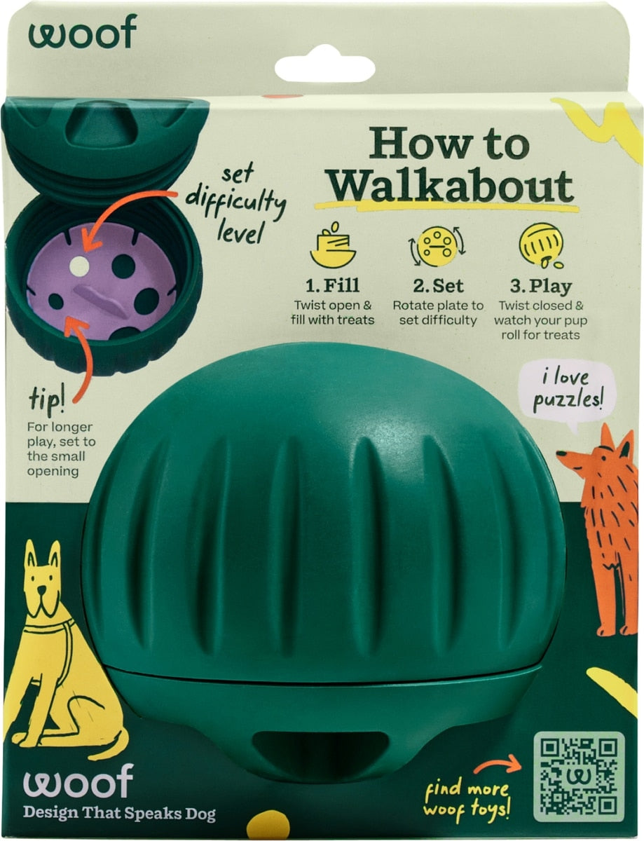 Woof Walkabout Dog Puzzle Toy & Slow-Feeder Kibble Dispenser