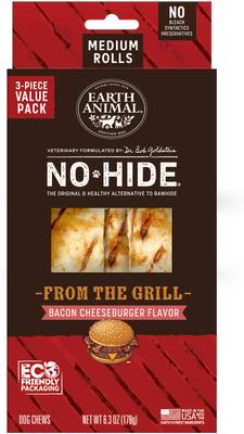 Earth Animal No-Hide From the Grill Grilled Cheeseburger Flavor Rolls Chew Dog Treats