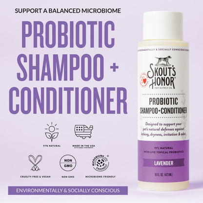 Skout's Honor Probiotic Lavender Pet Shampoo & Conditioner, 16-fl oz bottle