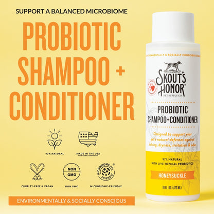 Skout's Honor Probiotic Honeysuckle Pet Shampoo & Conditioner, 16-fl oz bottle