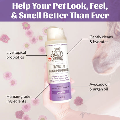 Skout's Honor Probiotic Lavender Pet Shampoo & Conditioner, 16-fl oz bottle