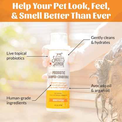Skout's Honor Probiotic Honeysuckle Pet Shampoo & Conditioner, 16-fl oz bottle