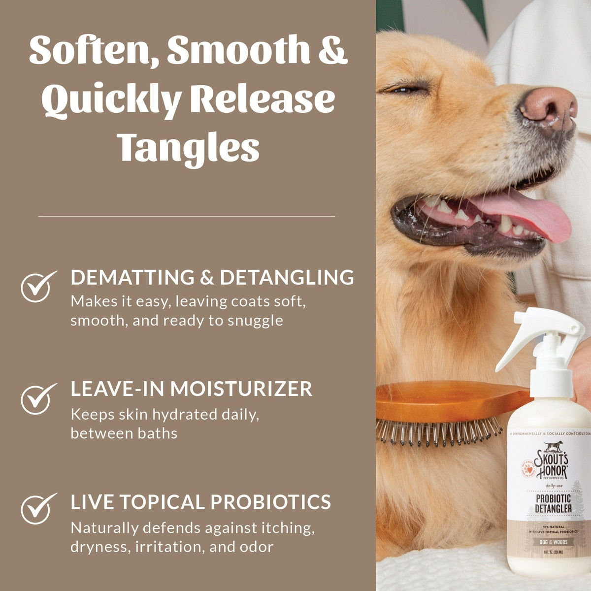 Skout's Honor Probiotic Dog of the Woods Dog Detangler, 8-fl oz spray