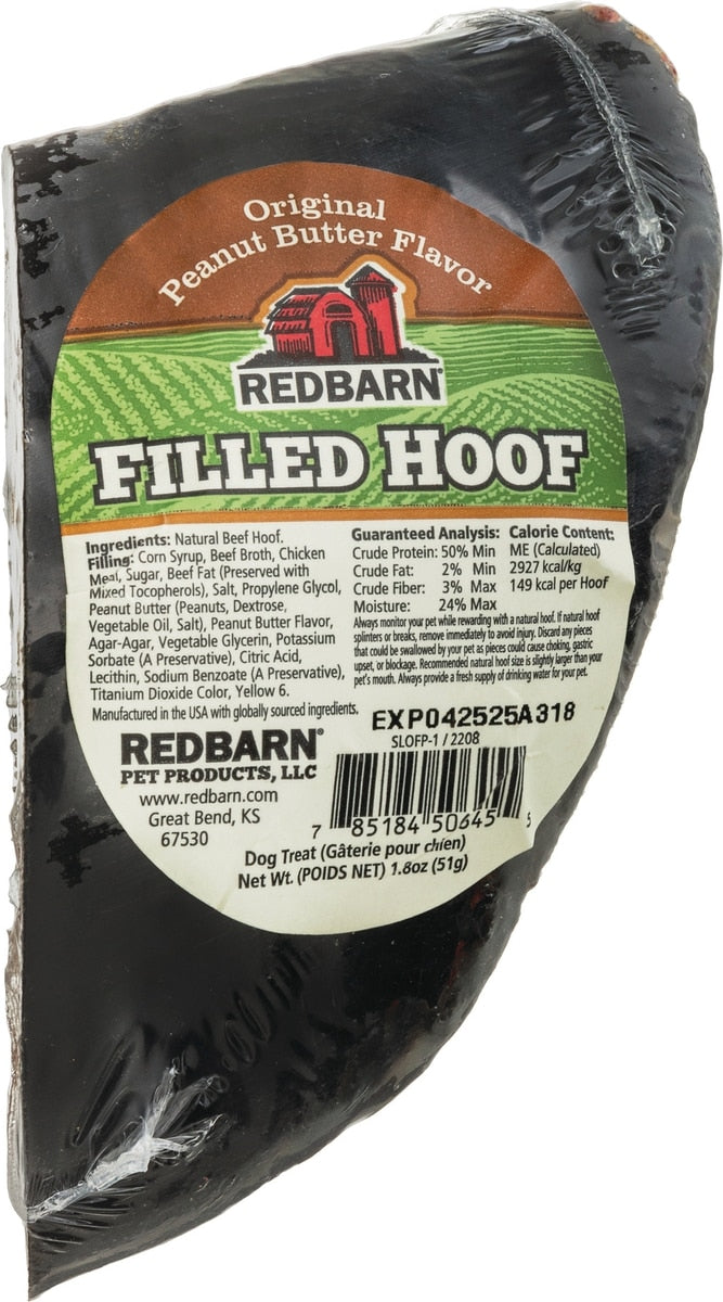 Redbarn Peanut Butter Filled Cow Hooves Dog Treats, 4-in chew