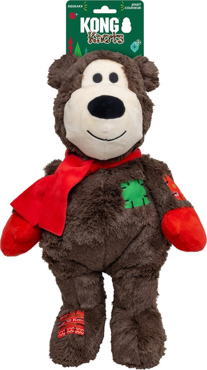 KONG Holiday Wild Knots Jumbo Bear Squeaky Plush Dog Toy, X-Large
