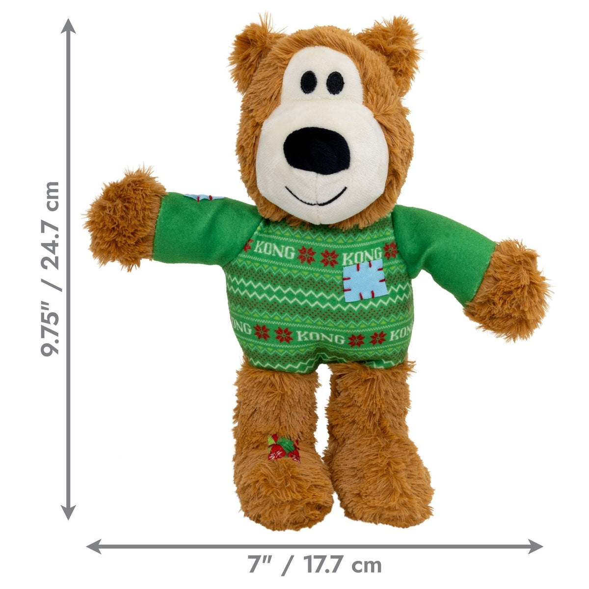 KONG Holiday Wild Knots Sweater Bear Squeaky Plush Dog Toy, Medium/Large