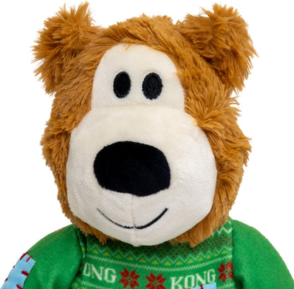 KONG Holiday Wild Knots Sweater Bear Squeaky Plush Dog Toy, Medium/Large