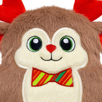 KONG Holiday Snuzzles Bow Tie Reindeer Squeaky Plush Dog Toy, Small