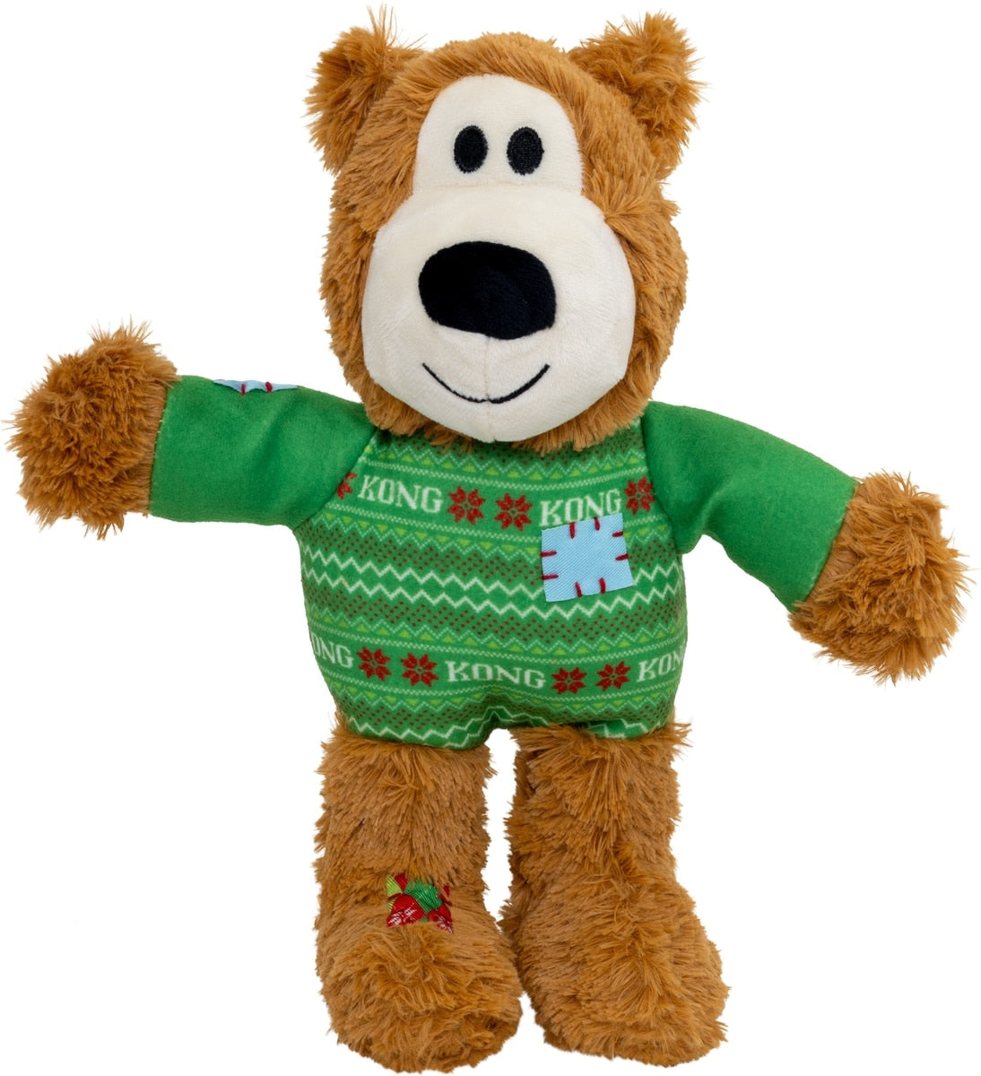 KONG Holiday Wild Knots Sweater Bear Squeaky Plush Dog Toy, Medium/Large