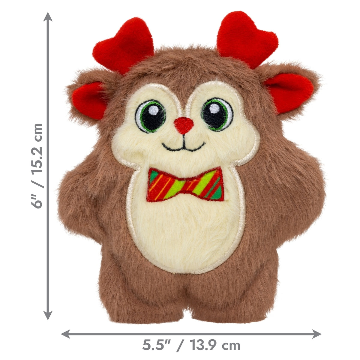 KONG Holiday Snuzzles Bow Tie Reindeer Squeaky Plush Dog Toy, Small