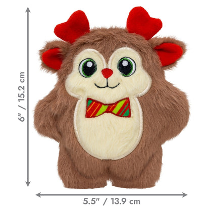 KONG Holiday Snuzzles Bow Tie Reindeer Squeaky Plush Dog Toy, Small