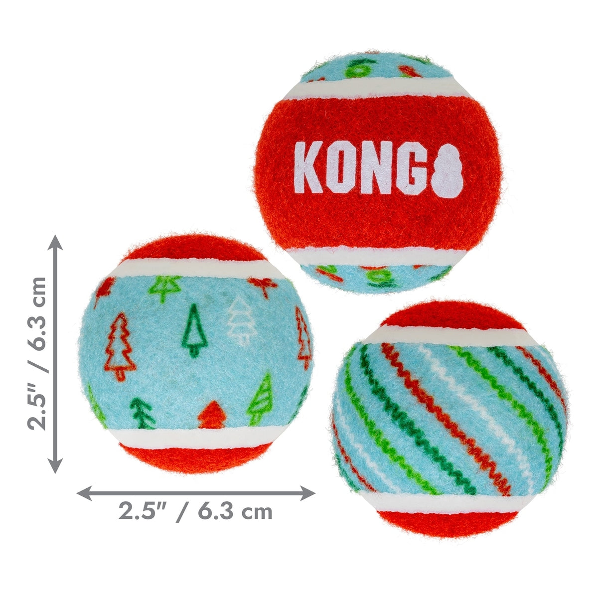 KONG Holiday SqueakAir Tennis Balls Bouncy Ball Dog Toy, Assorted, 6 count, Medium