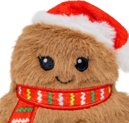 KONG Holiday Snuzzles Mini Santa Gingerbread Squeaky Plush Dog Toy, X-Small