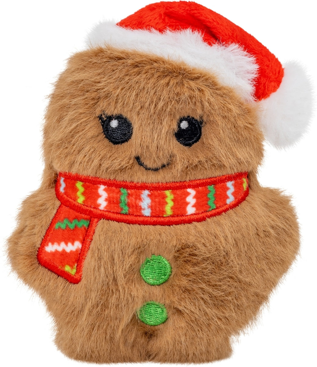 KONG Holiday Snuzzles Mini Santa Gingerbread Squeaky Plush Dog Toy, X-Small