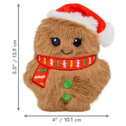 KONG Holiday Snuzzles Mini Santa Gingerbread Squeaky Plush Dog Toy, X-Small