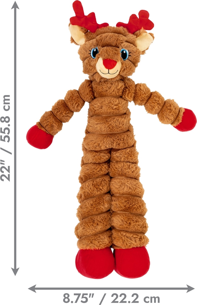 KONG Holiday Shakers Crumples Reindeer Squeaky Plush Dog Toy, X Large