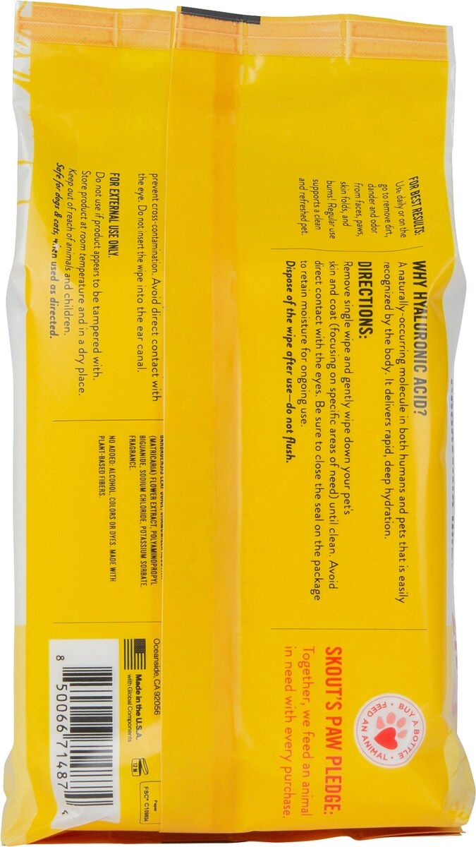 Skout's Honor HydroClear Dog & Cat Grooming Wipes, Honeysuckle