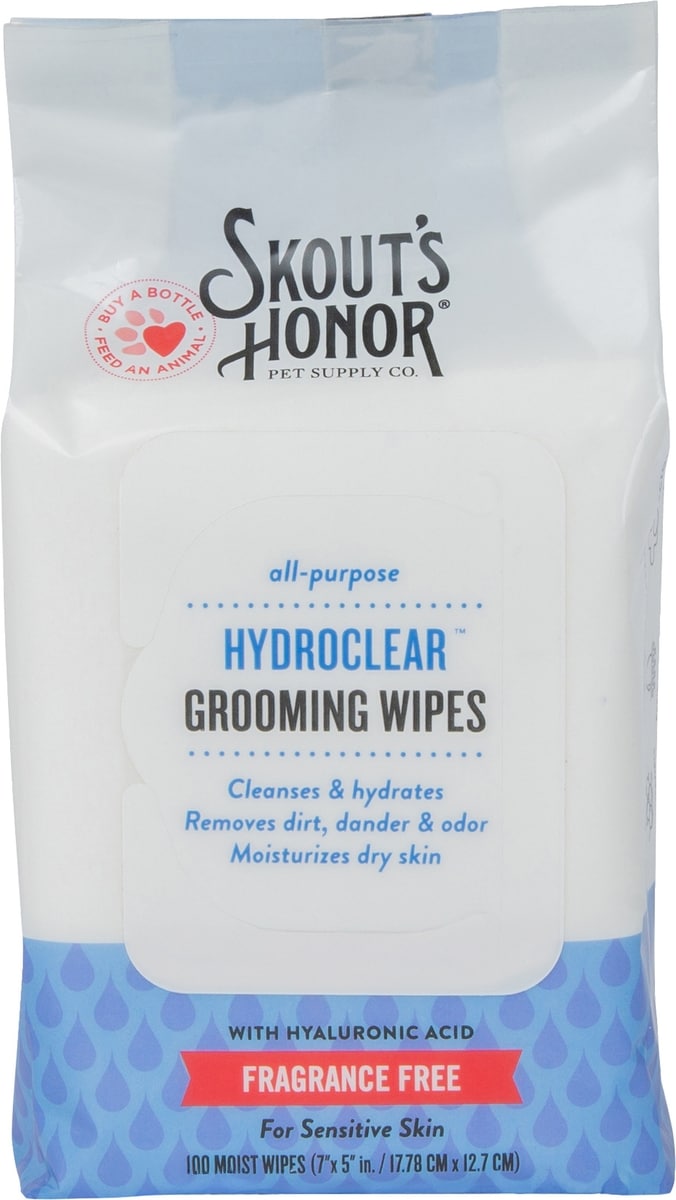 Skout's Honor HydroClear Dog & Cat Grooming Wipes, Fragrance-Free