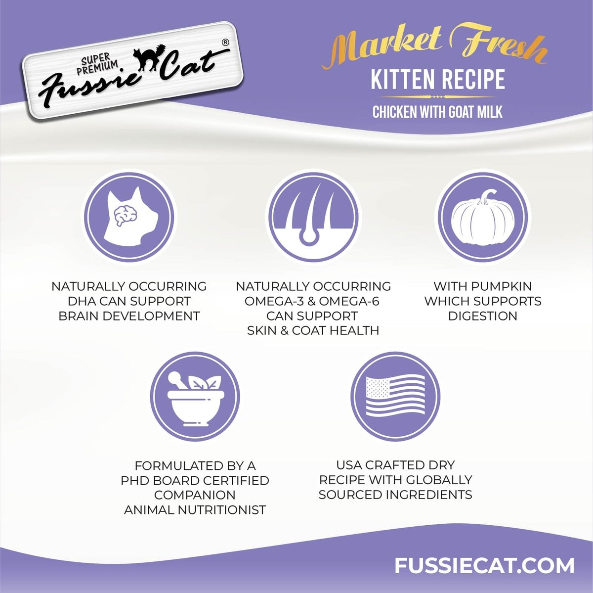 Fussie Cat Market Fresh Kitten Recipe Chicken with Goat Milk Dry Cat Food