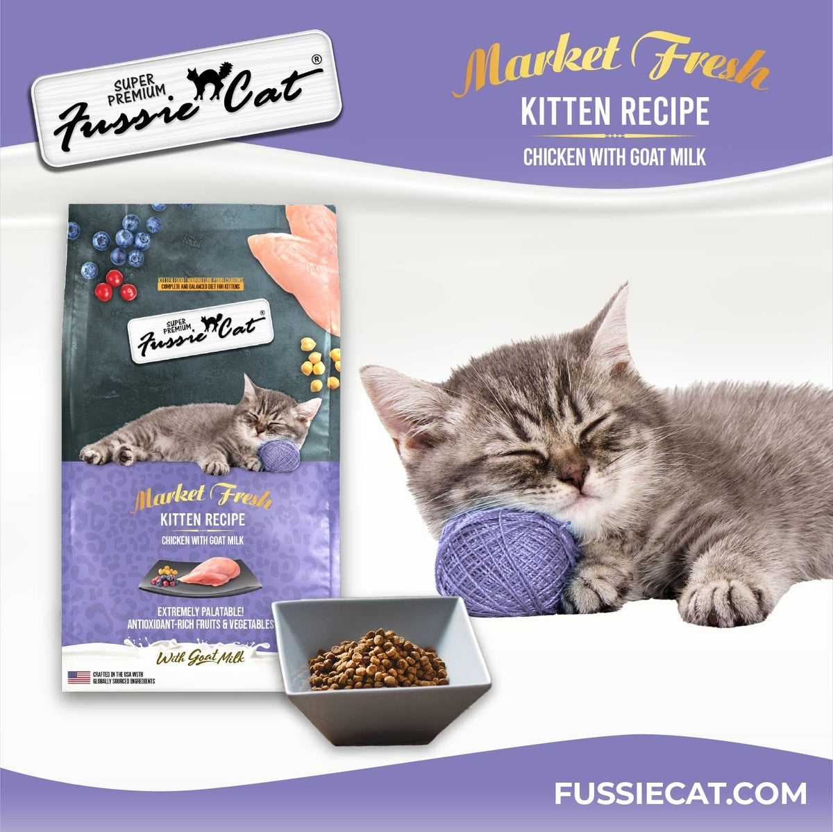 Fussie Cat Market Fresh Kitten Recipe Chicken with Goat Milk Dry Cat Food
